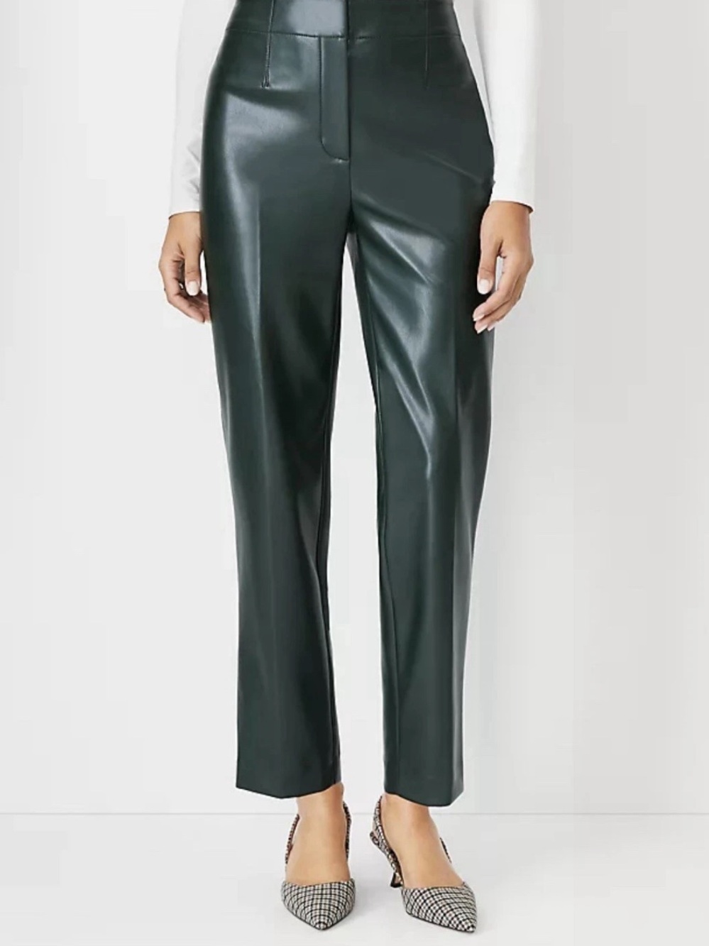 NWOT Ann Taylor | Women’s Emerald Green Faux Leather Lana Straight Ankle Pants 8